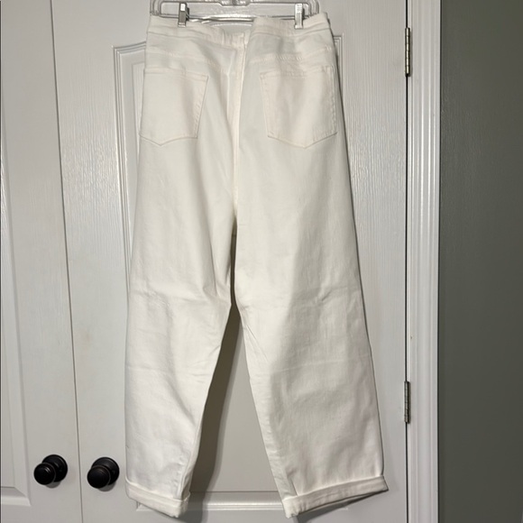 Logo Lori Goldstein White Boyfriend Pants with Patchwork Design Women’s Size 28 - Picture 3 of 4